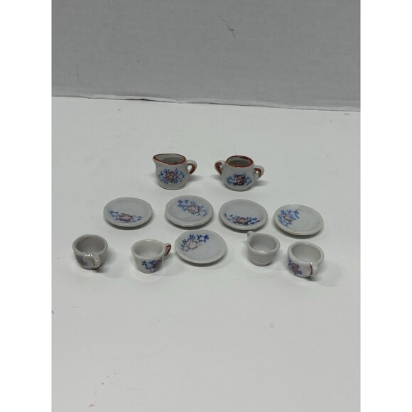 11 Piece Miniature Tea Set Pieces Porcelain - Picture 4 of 5